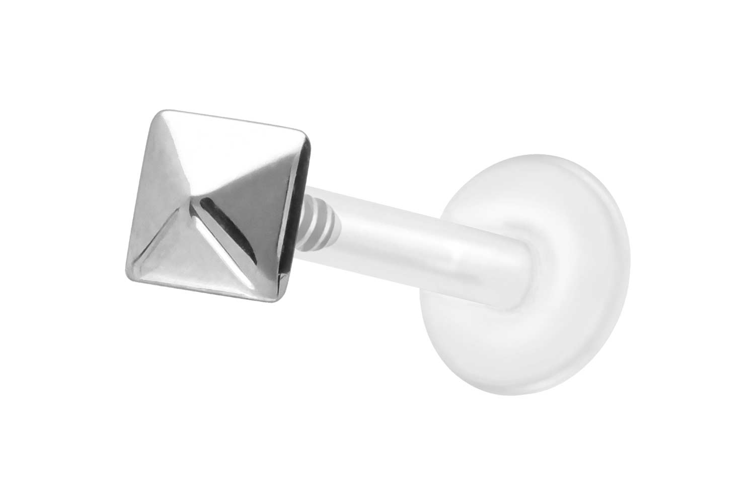 PTFE Labret Piercing mit Innengewinde + Titan-Aufsatz PYRAMIDE